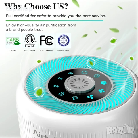 Пречиствател за въздух AIRTOK с H13 HEPA филтър и ароматерапия , снимка 2 - Овлажнители и пречистватели за въздух - 53840092