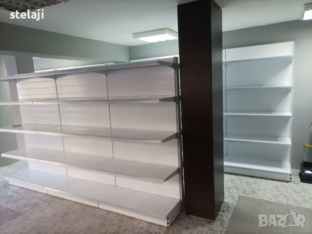 Метални стелажи - островни и крайстенни, Търговско оборудване НОВО, снимка 6 - Стелажи и щандове - 49451828