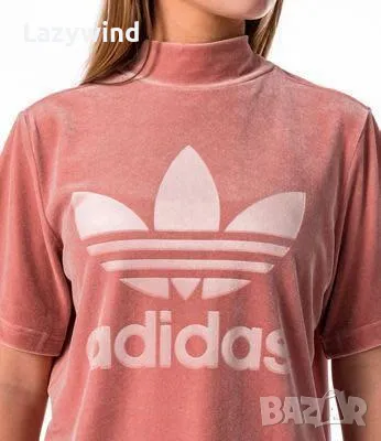 Поло блуза от кадифе Adidas Originals, снимка 1 - Корсети, бюстиета, топове - 47159764