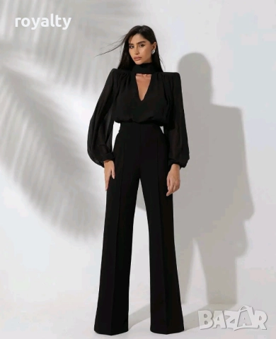 Черен Дамски Елегантен Гащеризон 