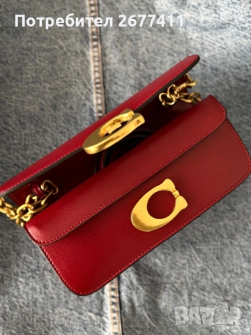 Дамска червена чанта Coach , снимка 2 - Чанти - 53276586
