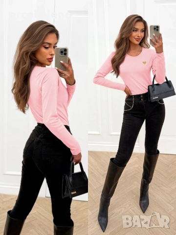 Дамска тениска с дълги ръкави и декоративен принт Burnice, 5цвята , снимка 14 - Тениски - 51792409