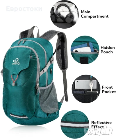 WATERFLY 30 литра Лека раница за през деня с мокро отделение, ултралека сгъваема, трекинг раница, снимка 7 - Спортна екипировка - 50704140