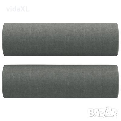 vidaXL Декоративни възглавници, 2 бр, тъмносиви, Ø15x50 см, плат(SKU:349502