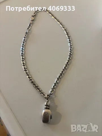 Сребърен плътен синджир с боксова ръкавица 67.62гр 925 , снимка 4 - Колиета, медальони, синджири - 49909837