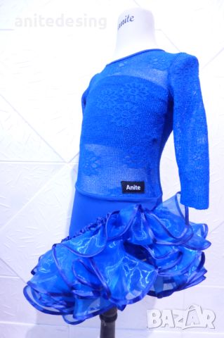 Синя рокля за спортни танци с дантела, снимка 7 - Детски рокли и поли - 45798191