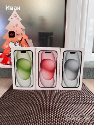 ‼️НОВИ•iphone 15 •Лизинг от 49лв/м айфон Green Pink 15 зелен розов, снимка 1