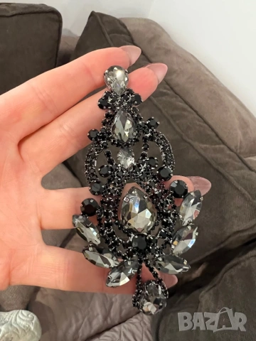 Красиви висящи обеци с кристали, снимка 3 - Обеци - 54006642