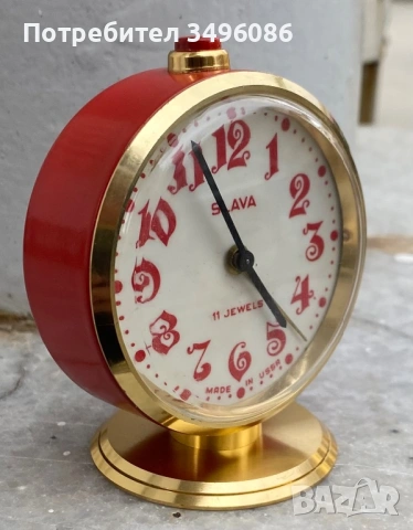 Стар съветски механичен будилник СЛАВА 11 камъка, снимка 16 - Колекции - 54058898