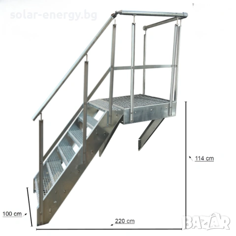 Метално стълбище с площадка 6 стъпала | За монтаж към стена | Поцинковано, снимка 3 - Други - 54236188