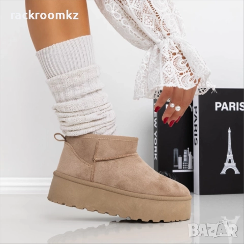Дамски зимни боти тип UGG на платформа в цвят каки BD2908-2 khaki, снимка 2 - Дамски боти - 52694095