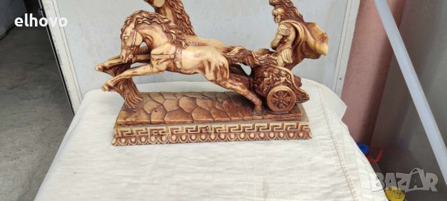 Голяма статуя на гладиатор в колесница с коне, снимка 2 - Антикварни и старинни предмети - 45128126