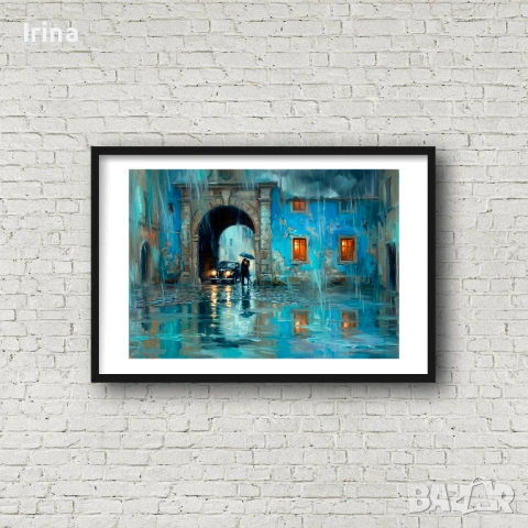 Картина "Ноктюрн в синьо-лазурни тонове"- art digital, снимка 2 - Картини - 53723641