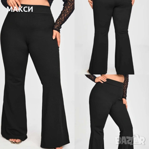 Модерен елегантен еластичен панталон Чарлстон с висока талия в наситено черно-фин рипс /без закопчав