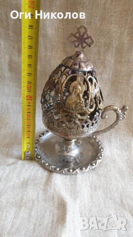 Старинно месингово  кандило - лампа , снимка 2 - Антикварни и старинни предмети - 50674498