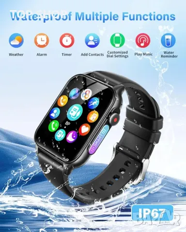 Смарт часовник за Android/IOS, фитнес тракер, отговор/осъществяване на повикване, водоустойчив-черен, снимка 7 - Смарт часовници - 49937961