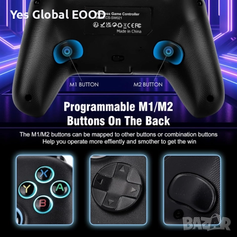 Безжичен контролер с док станция и Hall ефект за PC/Switch, снимка 9 - Друга електроника - 52663457