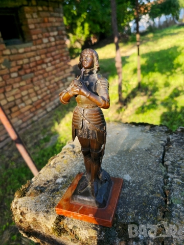 Бронзова Фигура на O.Ruffony Jeanne d'Arc 1900-1920г, снимка 6 - Статуетки - 52021649