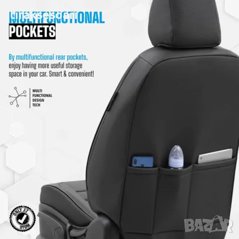 Комплект 4 седалки LUX Черна Тапицерия за седалки Otom Premium PRM101 , снимка 4 - Аксесоари и консумативи - 49942336