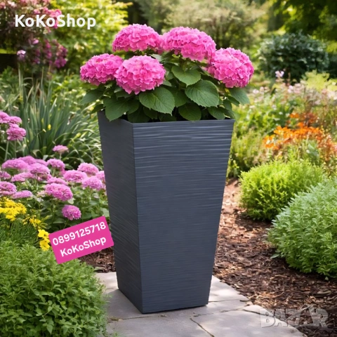 Кашпа за цветя – висока, декоративна, пластмасова