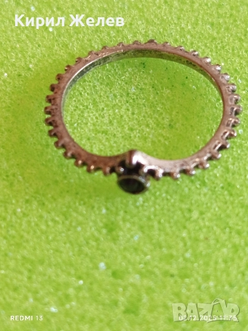 Елегантен сребърен пръстен с черен камък майсторска ръчна изработка 40476, снимка 6 - Пръстени - 52623550