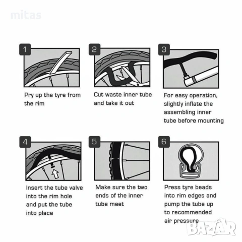 Вътрешни велосипедни гуми за БЪРЗ МОНТАЖ (Quick Tube) – 26" / 27.5", снимка 8 - Части за велосипеди - 44324392