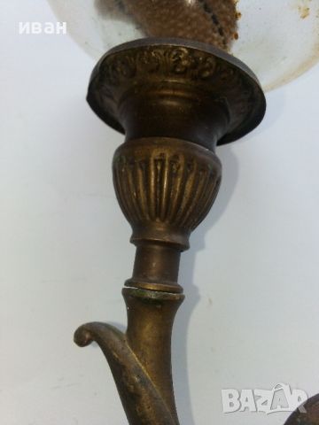Стара газена лампа с голяма бронзова стойка за стена, снимка 10 - Антикварни и старинни предмети - 45885922