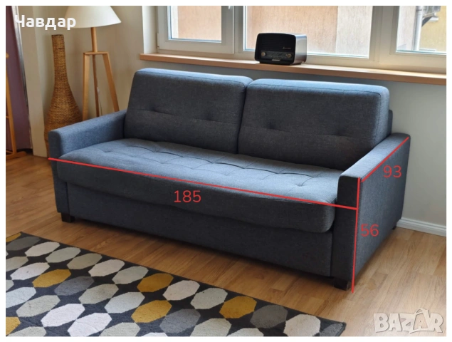 Диван 185см, разтегателен с матрак за спане 140см широчина, снимка 2 - Дивани и мека мебел - 53949156
