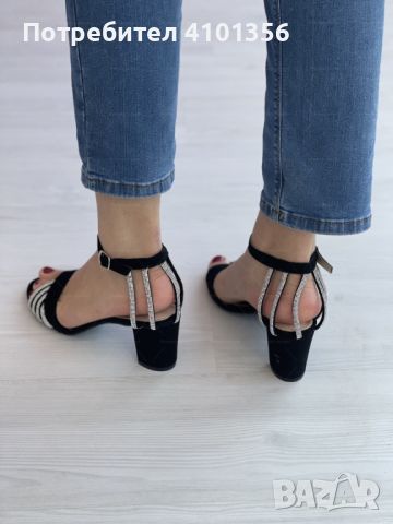 Официални дамски сандали с бляскави детайли, снимка 5 - Сандали - 46411810