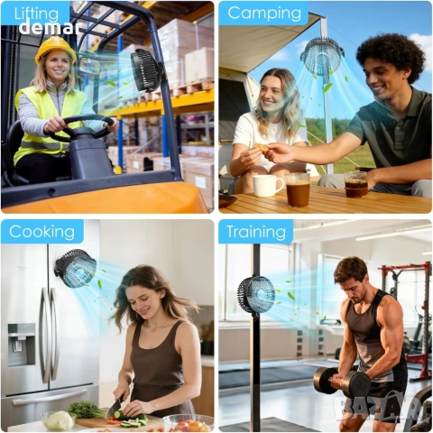 Магнитен вентилатор Minthouz 12000mAh, скорости, LED фенер, таймер, снимка 3 - Вентилатори - 54064662