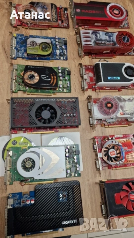 Лот от 12 винтидж графични процесора NVIDIA или ATI Radeon PCIe – Редки колекционерски - НЕРАБОТЕЩИ, снимка 2 - Видеокарти - 54218710