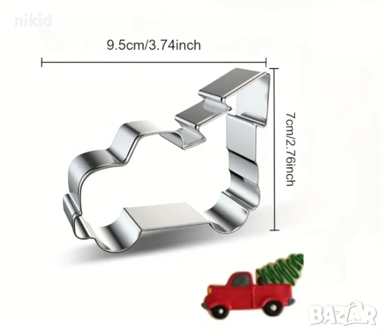 Коледна кола автомобил камион Коледен с елха метална форма резец тесто сладки бисквитки декор, снимка 4 - Форми - 53049545