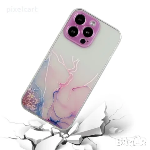 Силиконов калъф Marble за iPhone 15 Pro Max, Розов, снимка 2 - Калъфи, кейсове - 47901970