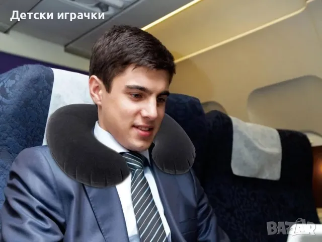 Надуваема възглавница-облегалка Intex, 36 x 30 x 10 см, PVC, черен, за пътуване, снимка 4 - Възглавници - 49927419