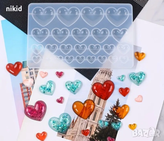 25 различни размери сърце сърца голям силиконов молд форма шоколад гипс , снимка 5 - Форми - 52334705