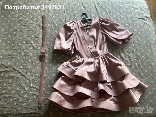Официална рокля-розов сатен , снимка 6 - Рокли - 50995911