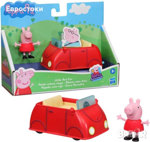 Hasbro Peppa Pig  Играчка Малка червена кола Peppa's Adventures  включва 3-инчова фигурка, снимка 1 - Коли, камиони, мотори, писти - 46114049