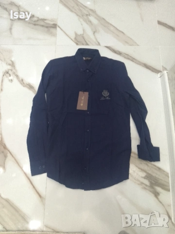 Мъжка риза ЛОРО ПИАНА в тъмно син цвят, снимка 5 - Ризи - 53918928