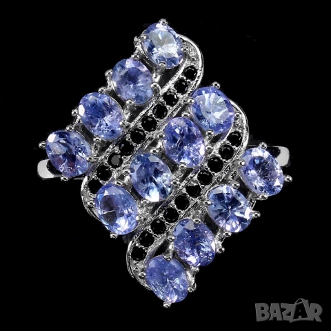 925 сребърен пръстени с кианит, нефрит, аквамарин, гранат,  подходящи за подарък, снимка 9 - Пръстени - 51769200