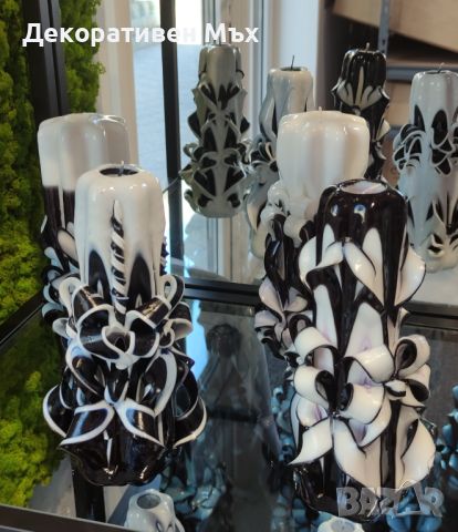 Декоративни ръчно изработени карвинг свещи-декорация, подарък, уникат, снимка 5 - Декорация за дома - 45279160
