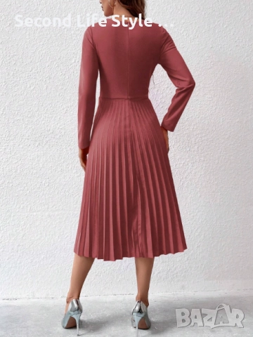 Елегантна дамска розова рокля с уникален дизайн р-р S (EU 36), снимка 2 - Рокли - 52954034