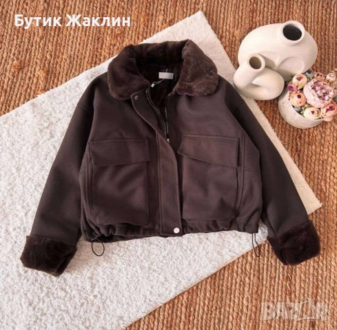 Дамско байкър зимно яке с топъл хастар 