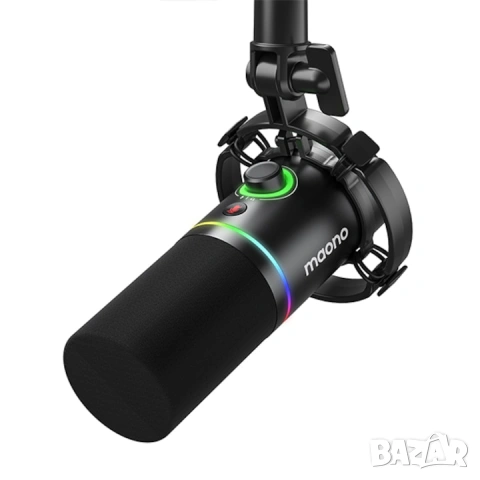 Микрофон Maono PD200X с програмируеми RGB светлини, За игри, подкаст, стрийминг, XLR/USB