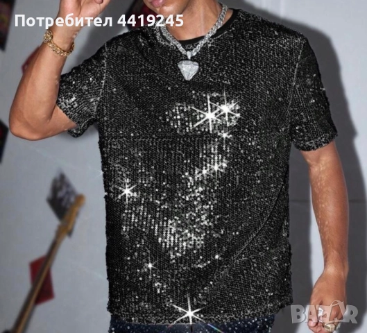 Мъжка тениска с пайети 