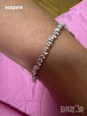 Нова сребърна гривна с обеци /комплект, снимка 3 - Бижутерийни комплекти - 51112150