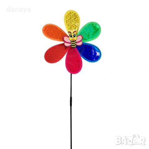 5946 Градинска вятърна въртележка цвете с пеперудка, 63 см, снимка 2 - Декорация за дома - 53823224