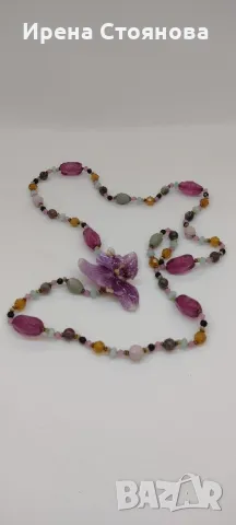 Колие с естествен цвят на орхидея , снимка 5 - Колиета, медальони, синджири - 50176243