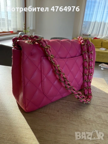 Розова капитонирана чанта, снимка 4 - Чанти - 53835050