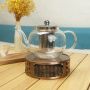 Прозрачен стъклен чайник с инфузер за кафе и чай Материал: Стъклен корпус + инфузер от неръждаема ст, снимка 1 - Аксесоари за кухня - 45147882