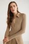 Ethiquet Рипсена риза с копчета, Камел, снимка 1